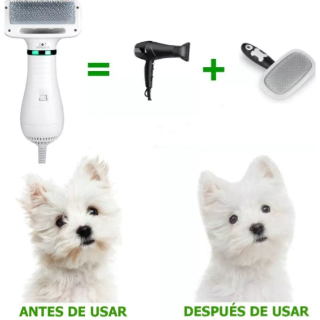 Cepillo Secador y Masajeador 2 en 1 para Mascotas